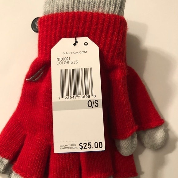Nautica Gloves Touch Screen Red/Gray - Picture 3 of 4